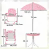 Conjunto de Mesa y Sillas Infantil de Jardín de 4 Piezas Sillas Plegables Sombrilla Desmontable Diseño Unicornio... - Ogal.Es