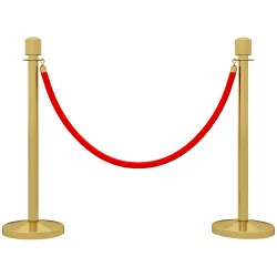 Juego de 2 Postes Separadores de Acero Inoxidable con Cuerda de Terciopelo Roja de 1,5 m y Base Rellenable Dorado - Ogal.Es