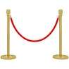 Juego de 2 Postes Separadores de Acero Inoxidable con Cuerda de Terciopelo Roja de 1,5 m y Base Rellenable Dorado - Ogal.Es