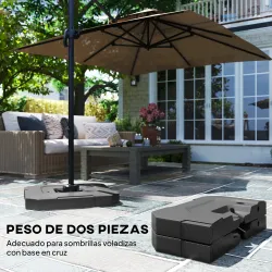 Juego de 2 Pesas para Sombrilla, Bases para Sombrilla Rellenables 80 kg con Agua 80 kg o Mezcla de Agua y Arena ... - Ogal.Es