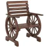 Silla de Jardín de Madera con Brazos de Rueda de Carreta Asiento Ancho con Listones y Respaldo Inclinado Carboni... - Ogal.Es