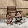 Silla de Jardín de Madera con Brazos de Rueda de Carreta Asiento Ancho con Listones y Respaldo Inclinado Carboni... - Ogal.Es