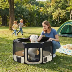 Parque Plegable para Perros y Gatos Corralito Portátil para Animales Pequeños Impermeable de Tela Oxford Ø90x41 ... - Ogal.Es