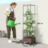 Jardinera con Enrejado Ruedas con Drenaje para Cultivos Verduras Flores Hierbas 40x40x165 cm Marrón - Ogal.Es