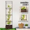 Jardinera con Enrejado Ruedas con Drenaje para Cultivos Verduras Flores Hierbas 40x40x165 cm Marrón - Ogal.Es