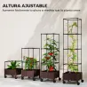 Jardinera con Enrejado Ruedas con Drenaje para Cultivos Verduras Flores Hierbas 40x40x165 cm Marrón - Ogal.Es