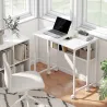 Escritorio Plegable con Ruedas Balda y Bolsillo de Almacenaje Ideal para Espacios Pequeños 80x50x75 cm Blanco - Ogal.Es