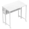 Escritorio Plegable con Ruedas Balda y Bolsillo de Almacenaje Ideal para Espacios Pequeños 80x50x75 cm Blanco - Ogal.Es