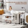 Escritorio Plegable con Ruedas Balda y Bolsillo de Almacenaje Ideal para Espacios Pequeños 80x50x75 cm Blanco - Ogal.Es