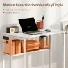 Escritorio Plegable con Ruedas Balda y Bolsillo de Almacenaje Ideal para Espacios Pequeños 80x50x75 cm Blanco - Ogal.Es