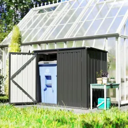 Cobertizo para Contenedor de Basura Doble de Acero Galvanizado de 240L con Tapa Abatible y Puertas con Cerradura... - Ogal.Es