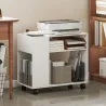 Mueble para Impresora con Ruedas Compartimentos Superiores Estantes Abiertos 70x36x60 cm Blanco - Ogal.Es