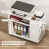 Mueble para Impresora con Ruedas Compartimentos Superiores Estantes Abiertos 70x36x60 cm Blanco - Ogal.Es