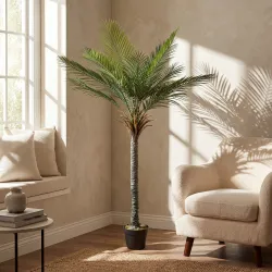 Planta Artificial Decorativa 180 cm Palmera Artificial con Maceta y Hojas para Interior Verde - Ogal.Es