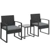 Conjunto de Muebles de Jardín de Ratán Sintético con 2 Sillas con Cojines Extraíbles y Mesa con Tablero de Vidri... - Ogal.Es
