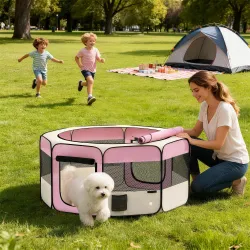 Parque Plegable para Perros y Gatos Corralito Portátil para Animales Pequeños Impermeable de Tela Oxford Ø120x58... - Ogal.Es