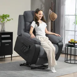 Sillón Relax Reclinable Eléctrico Levanta Personas con Mando a Distancia Puerto USB y Bolsillos Laterales Gris O... - Ogal.Es