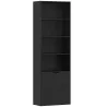Estantería para Libros de 6 Niveles Librería con Puertas 4 Estantes Abiertos para Salón Estudio 59x29x180 cm Negro - Ogal.Es