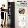 Estantería para Libros de 6 Niveles Librería con Puertas 4 Estantes Abiertos para Salón Estudio 59x29x180 cm Negro - Ogal.Es