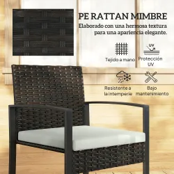 Conjunto de Muebles de Jardín de Ratán Sintético con 2 Sillas con Cojines Extraíbles y Mesa con Tablero de Vidri... - Ogal.Es