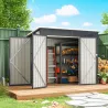 Cobertizo de Jardín Exterior 2,7 m² 234x132x185 cm con Triple Puerta Cerradura y Ranuras de Ventilación Gris - Ogal.Es