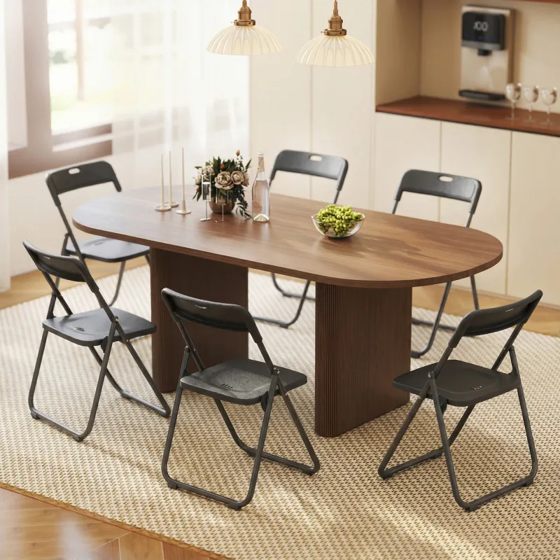 Juego de 6 Sillas Plegables de Plástico con Respaldo Curvo Diseño Ventilación Estructura de Acero 48,5x47x75 cm ... - Ogal.Es