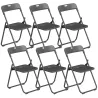 Juego de 6 Sillas Plegables de Plástico con Respaldo Curvo Diseño Ventilación Estructura de Acero 48,5x47x75 cm ... - Ogal.Es