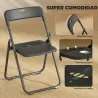 Juego de 6 Sillas Plegables de Plástico con Respaldo Curvo Diseño Ventilación Estructura de Acero 48,5x47x75 cm ... - Ogal.Es