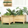 Jardinera Elevada de Madera Macetero Exterior en Forma de L con Tela no Tejido Huerto Urbano 120x120x50 cm Natural - Ogal.Es