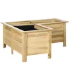 Jardinera Elevada de Madera Macetero Exterior en Forma de L con Tela no Tejido Huerto Urbano 120x120x50 cm Natural - Ogal.Es