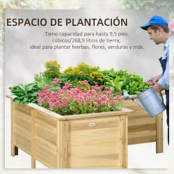 Jardinera Elevada de Madera Macetero Exterior en Forma de L con Tela no Tejido Huerto Urbano 120x120x50 cm Natural - Ogal.Es