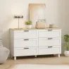 Cómoda Dormitorio con 6 Cajones Patas de Madera para Salón Oficina 120x38x71 cm Blanco - Ogal.Es