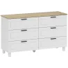 Cómoda Dormitorio con 6 Cajones Patas de Madera para Salón Oficina 120x38x71 cm Blanco - Ogal.Es