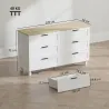 Cómoda Dormitorio con 6 Cajones Patas de Madera para Salón Oficina 120x38x71 cm Blanco - Ogal.Es