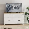 Cómoda Dormitorio con 6 Cajones Patas de Madera para Salón Oficina 120x38x71 cm Blanco - Ogal.Es