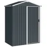 Cobertizo de Jardín Exterior 1,1 m² 136x87x176 cm con Puerta Corredera Techo Inclinado y Guantes Gris Oscuro - Ogal.Es