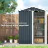 Cobertizo de Jardín Exterior 1,1 m² 136x87x176 cm con Puerta Corredera Techo Inclinado y Guantes Gris Oscuro - Ogal.Es