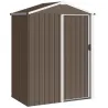 Cobertizo de Jardín Exterior 1,1 m² 136x87x176 cm con Puerta Corredera Techo Inclinado y Guantes Marrón - Ogal.Es