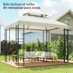 Toldo de Recambio 4x3 m con Techo Doble Orificios de Drenaje y Protección UV Solo Toldo NO Incluye Marco Crema - Ogal.Es