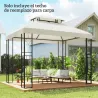 Toldo de Recambio 4x3 m con Techo Doble Orificios de Drenaje y Protección UV Solo Toldo NO Incluye Marco Crema - Ogal.Es