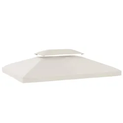Toldo de Recambio 4x3 m con Techo Doble Orificios de Drenaje y Protección UV Solo Toldo NO Incluye Marco Crema - Ogal.Es