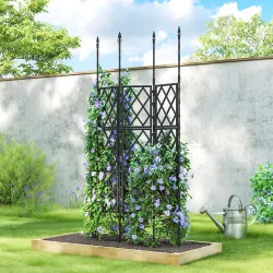 Enrejado de Jardín Plegable Soporte para Plantas Trepadoras con Montaje DIY y Marco de Acero 85x197 cm Negro - Ogal.Es