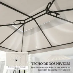 Toldo de Recambio 4x3 m con Techo Doble Orificios de Drenaje y Protección UV Solo Toldo NO Incluye Marco Crema - Ogal.Es