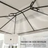Toldo de Recambio 4x3 m con Techo Doble Orificios de Drenaje y Protección UV Solo Toldo NO Incluye Marco Crema - Ogal.Es