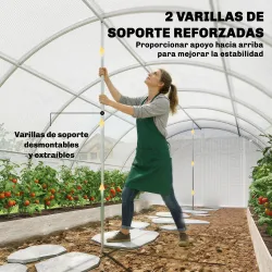 Invernadero de Túnel con 2 Varillas de Soporte 2 Puertas Enrollables y Ventanas de Malla Cubierta de PE Anti-UV ... - Ogal.Es