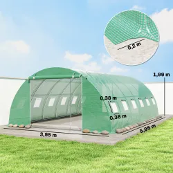 Invernadero de Túnel con 2 Varillas de Soporte 2 Puertas Enrollables y Ventanas de Malla Cubierta de PE Anti-UV ... - Ogal.Es
