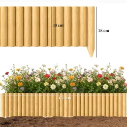 Valla de Jardín de Madera Panel Decorativo Resistente y Fácil de Instalar para Patio Césped Camino 176x38 cm Nat... - Ogal.Es