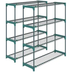 Juego de 2 Soportes para Plantas de 4 Niveles Interior y Exterior Estantes Metálicos con Conectores Fácil Montaj... - Ogal.Es