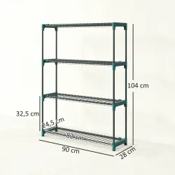 Juego de 2 Soportes para Plantas de 4 Niveles Interior y Exterior Estantes Metálicos con Conectores Fácil Montaj... - Ogal.Es