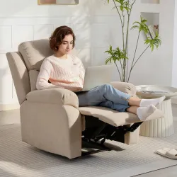 Sillón Reclinable Manual 150° Sillón Relax Tapizado en Tela Aspecto Lino con Reposapiés y Reposabrazos Acolchado... - Ogal.Es